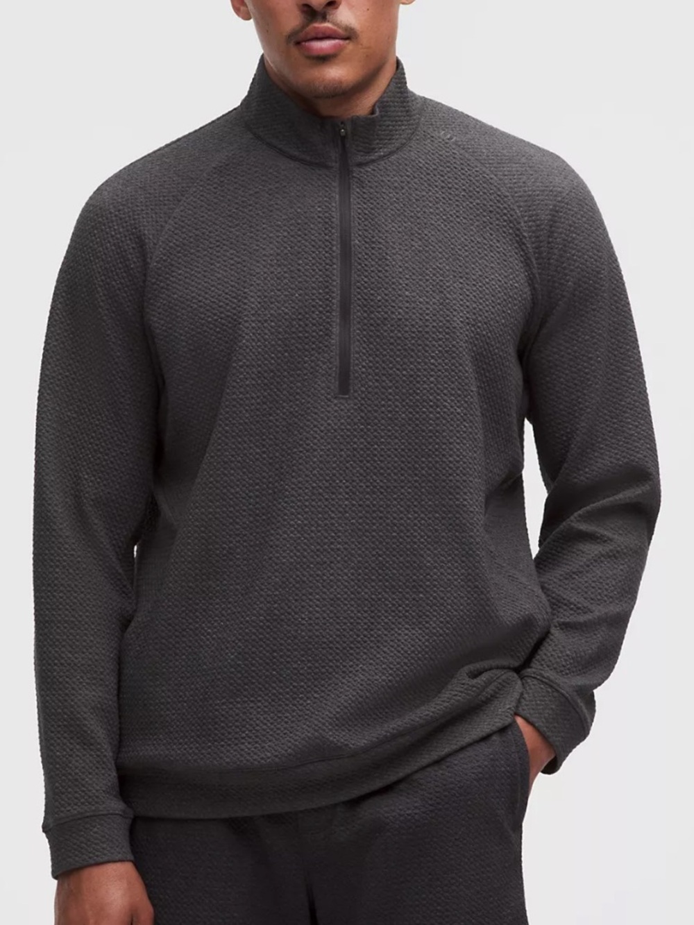 Lululemon At Ease Half Zip In Heathered Black/Black Men’s Medium LM3DLUS